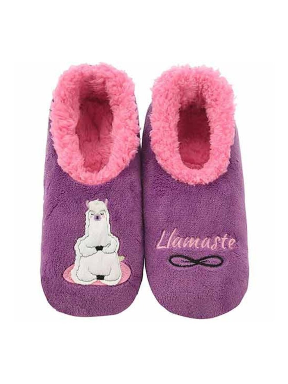 snoozies! "Llamaste" Drama Llama Purple Sherpa Slippers Socks Size 7/8